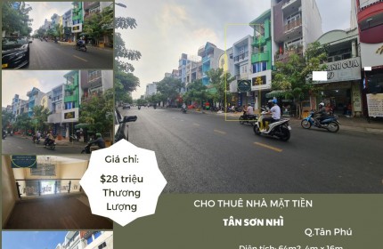 Cho thuê nhà Mặt tiền Tân Sơn Nhì 64m2, 3 Lầu, 28 triệu